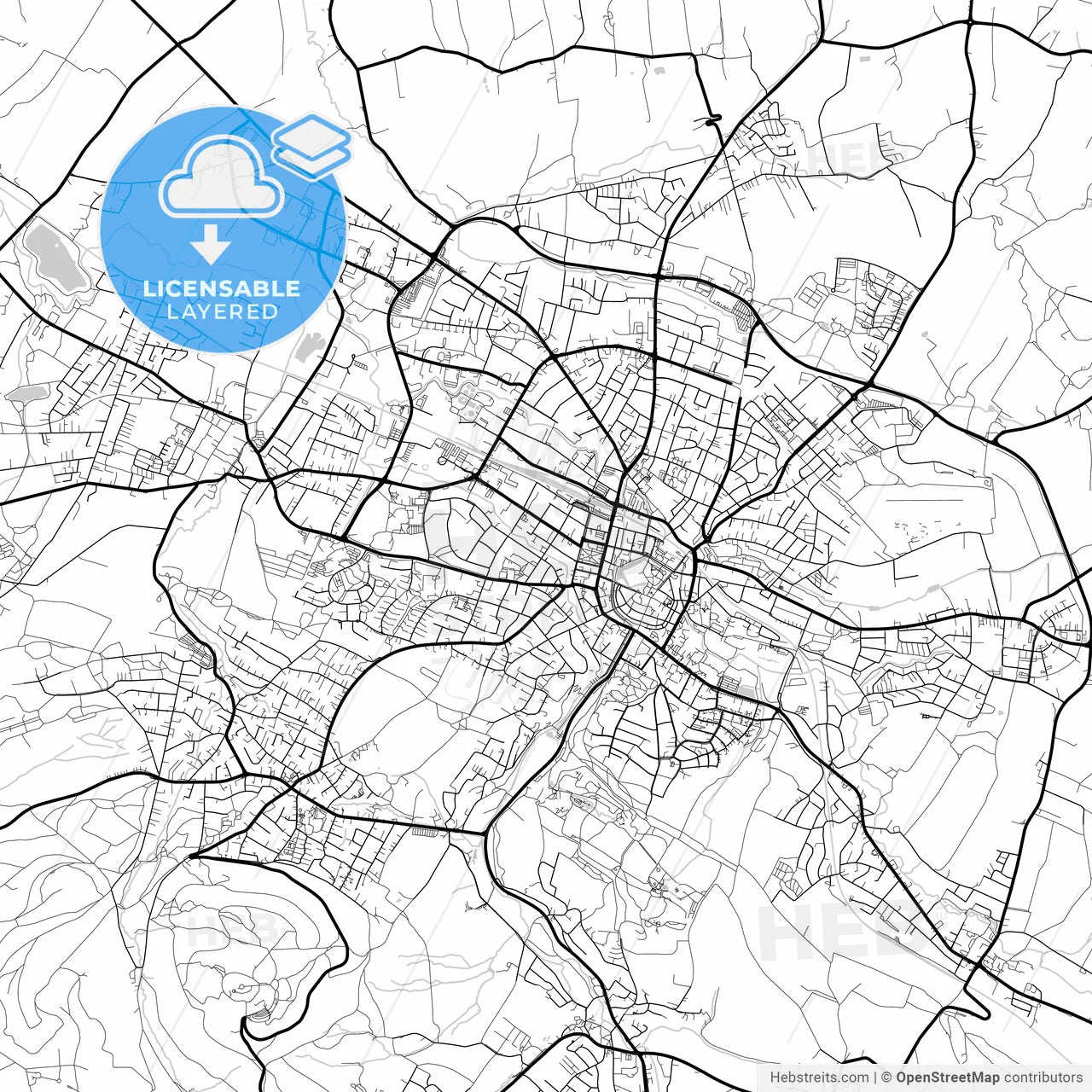 Layered PDF map of Detmold, North Rhine-Westphalia, Germany