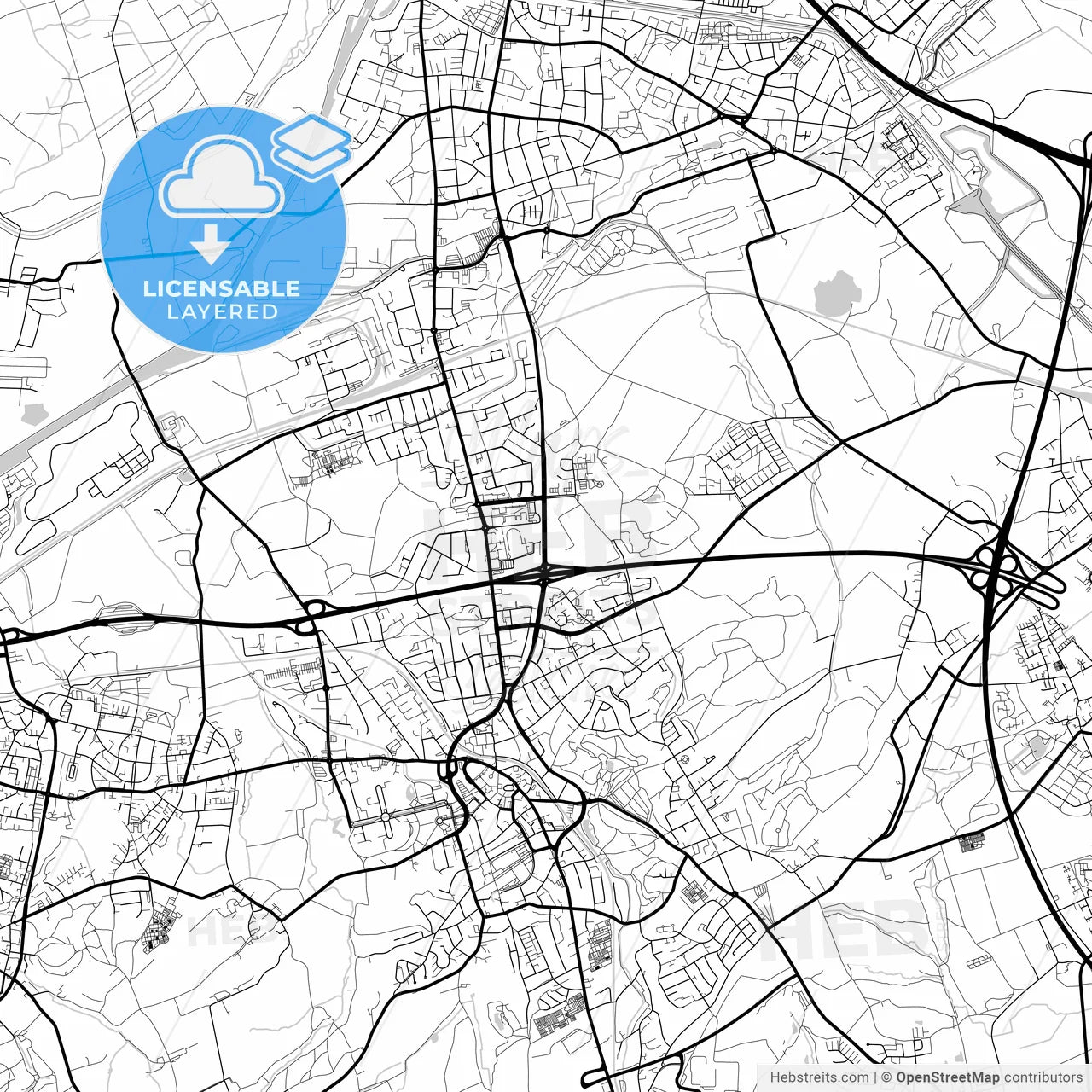 Layered PDF map of Castrop-Rauxel, North Rhine-Westphalia, Germany