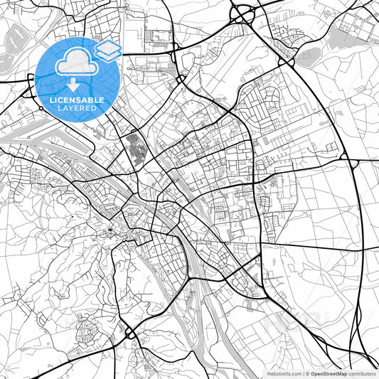 Layered PDF map of Bamberg, Bavaria, Germany