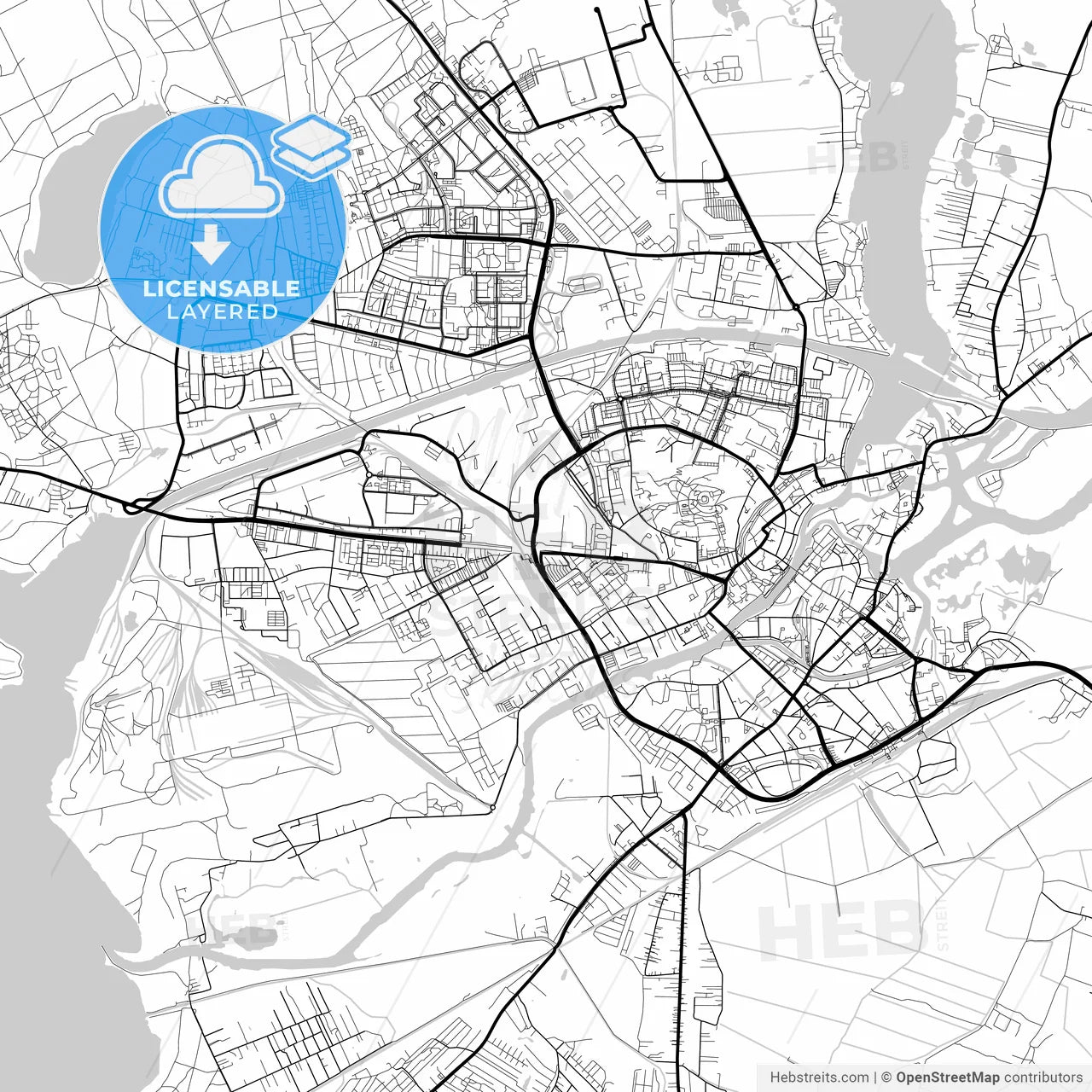 Layered PDF map of Brandenburg an der Havel, Brandenburg, Germany