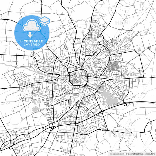 Layered PDF map of Bocholt, North Rhine-Westphalia, Germany