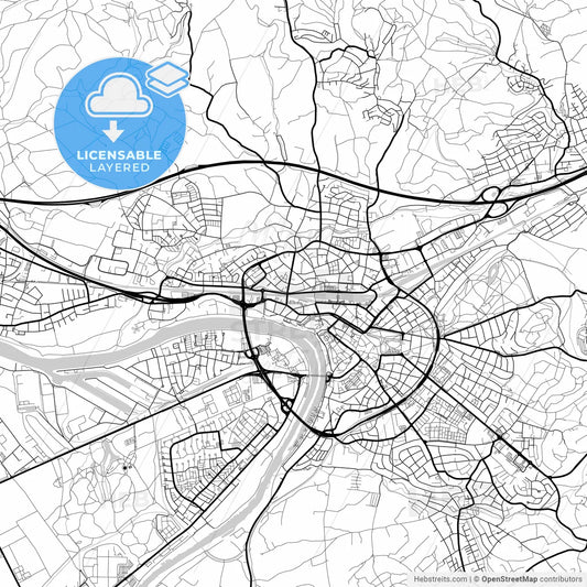 Layered PDF map of Aschaffenburg, Bavaria, Germany