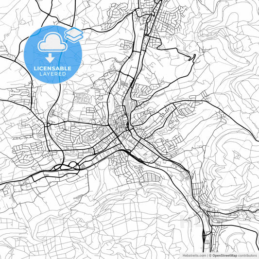 Layered PDF map of Aalen, Baden-Wuerttemberg, Germany