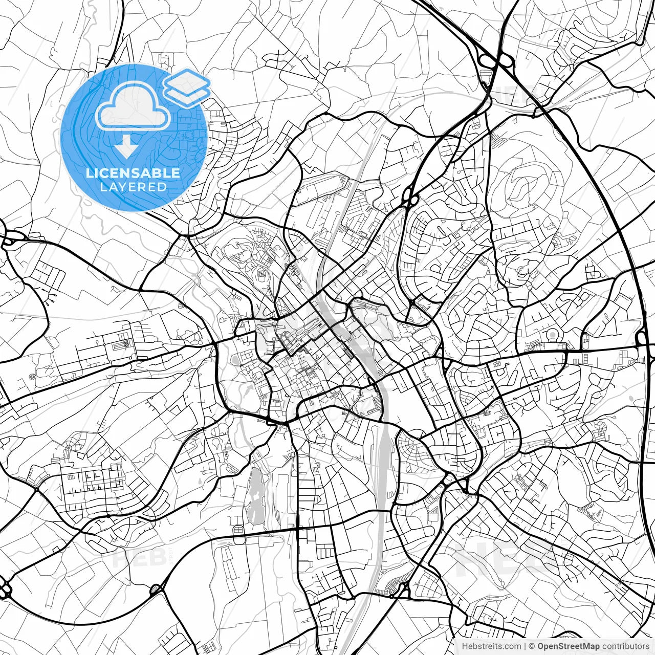 Layered PDF map of Fulda, Hesse, Germany
