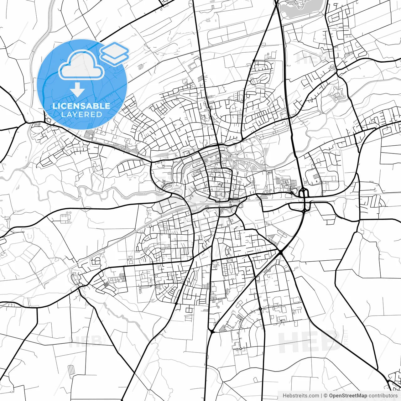 Layered PDF map of Lippstadt, North Rhine-Westphalia, Germany