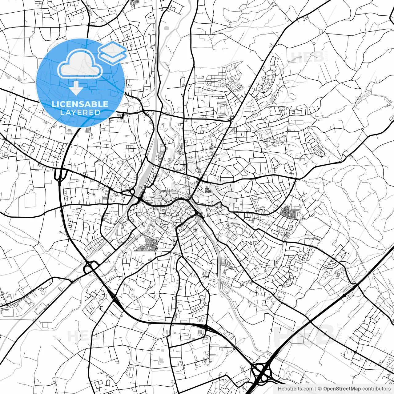 Layered PDF map of Herford, North Rhine-Westphalia, Germany