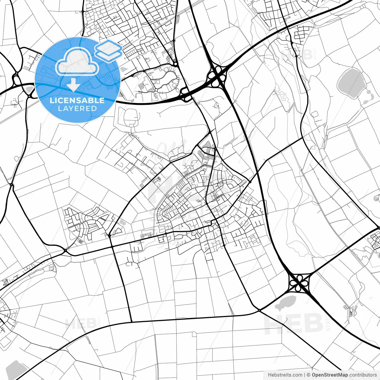 Layered PDF map of Kerpen, North Rhine-Westphalia, Germany