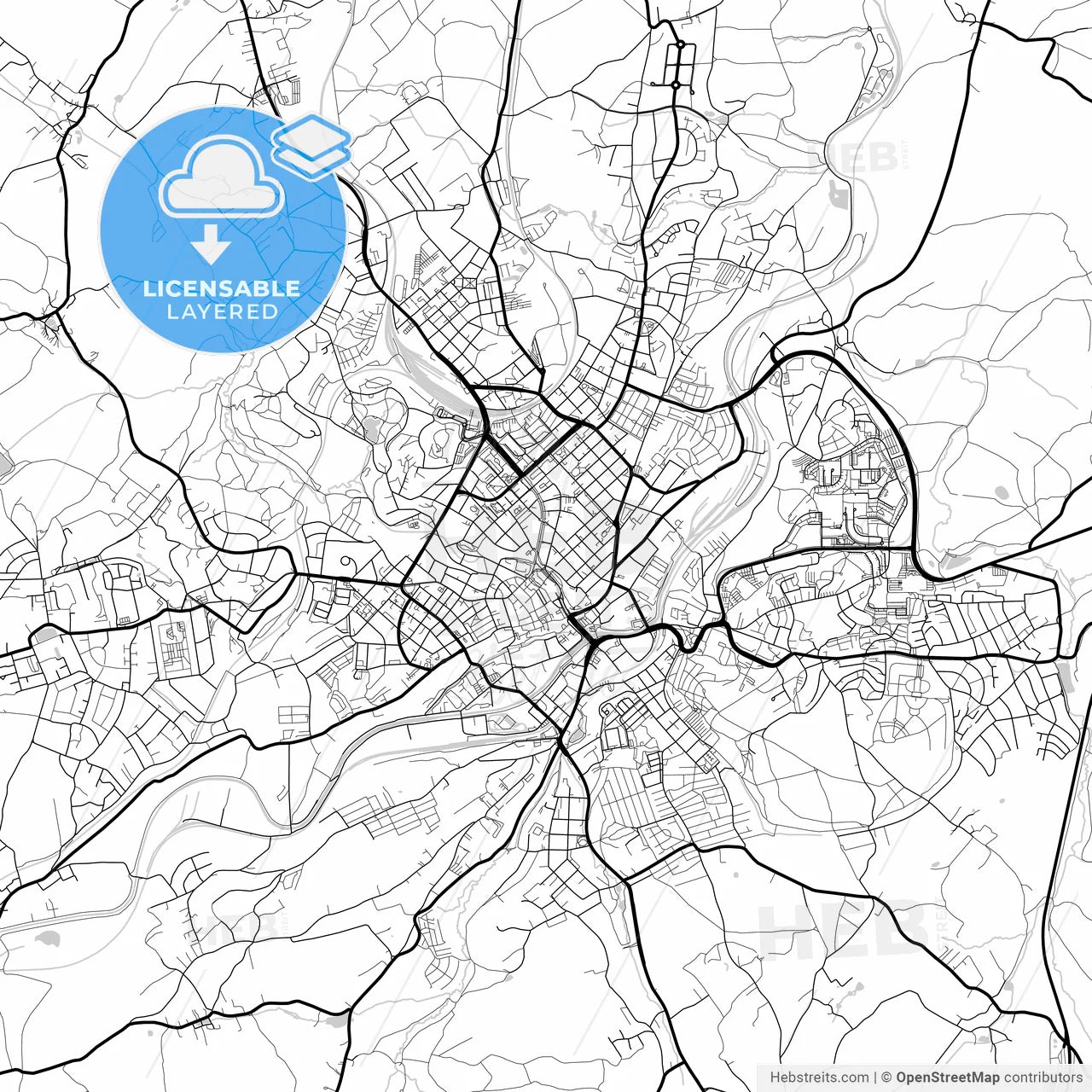 Layered PDF map of Plauen, Saxony, Germany