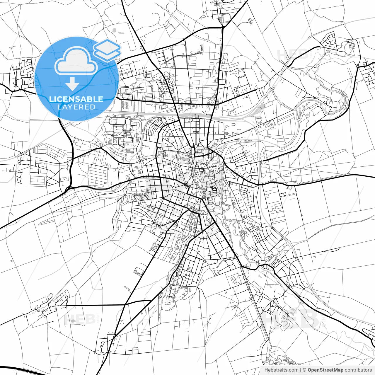 Layered PDF map of Weimar, Thuringia, Germany