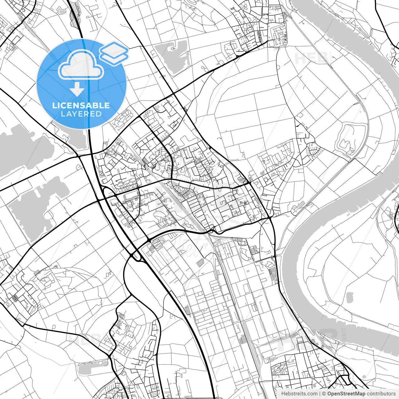 Layered PDF map of Dormagen, North Rhine-Westphalia, Germany