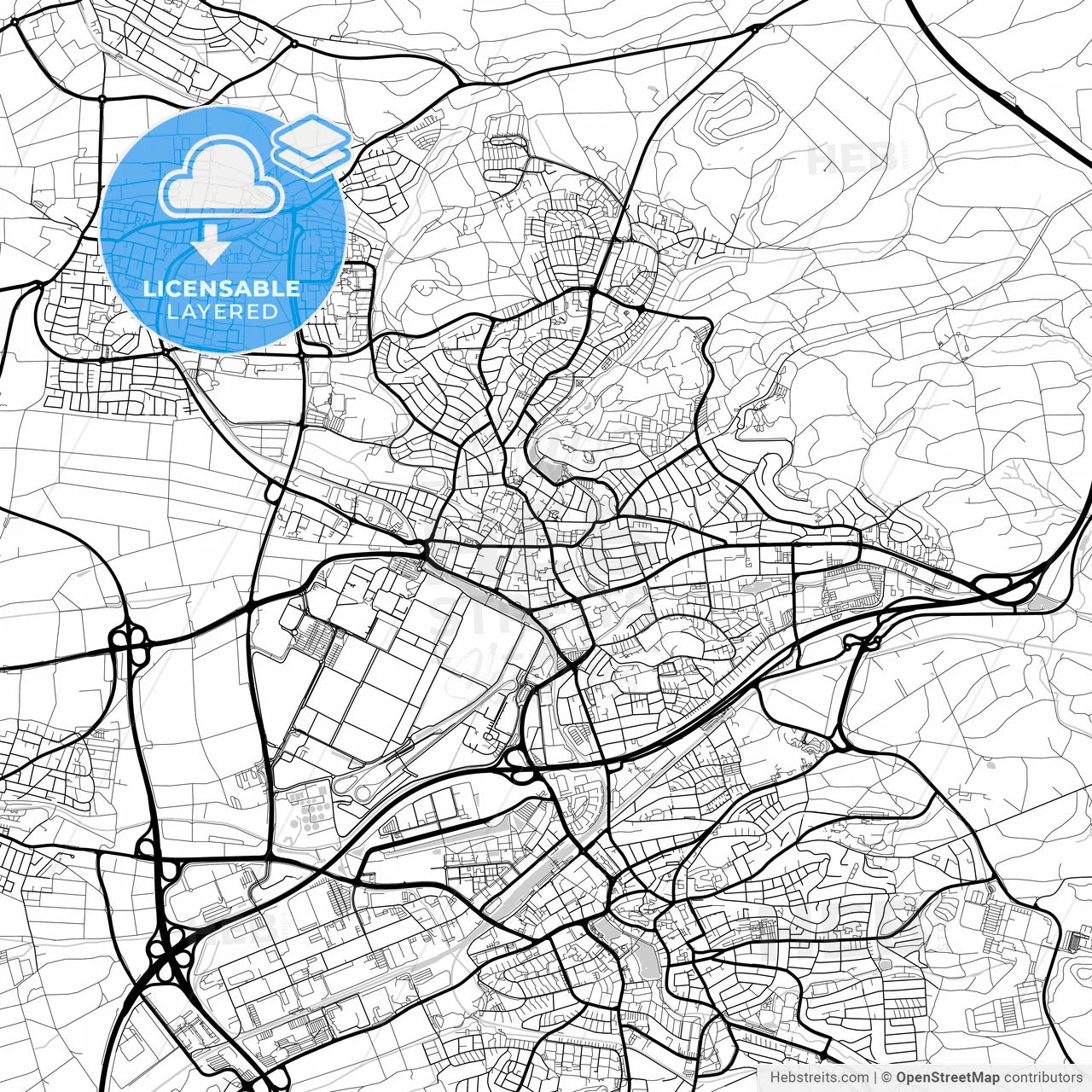 Layered PDF map of Sindelfingen, Baden-Wuerttemberg, Germany