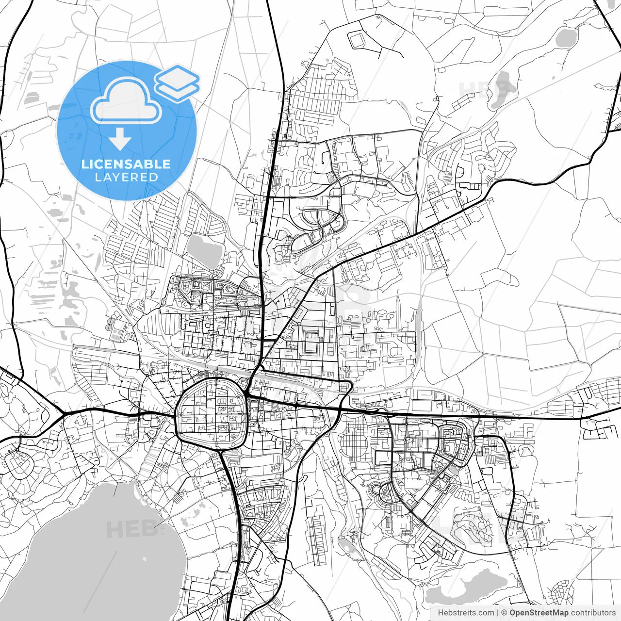 Layered PDF map of Neubrandenburg, Mecklenburg-Western Pomerania, Germany