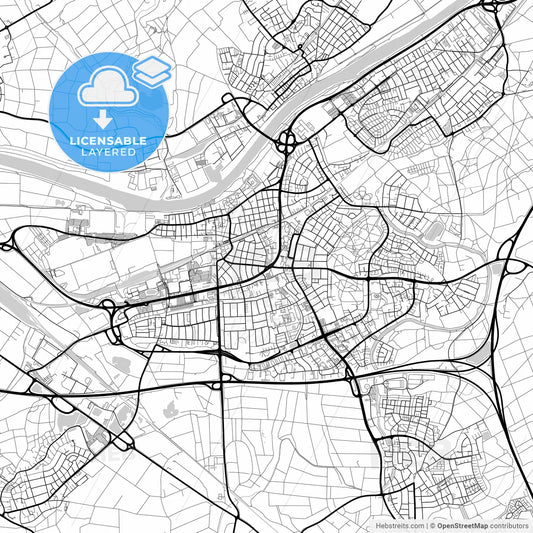 Layered PDF map of Russelsheim am Main, Hesse, Germany