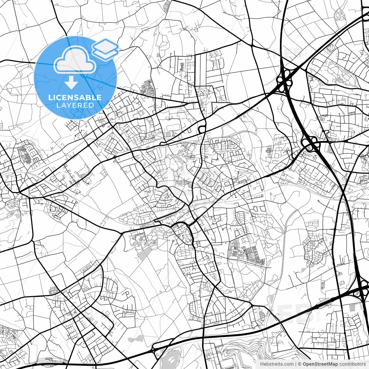 Layered PDF map of Herten, North Rhine-Westphalia, Germany