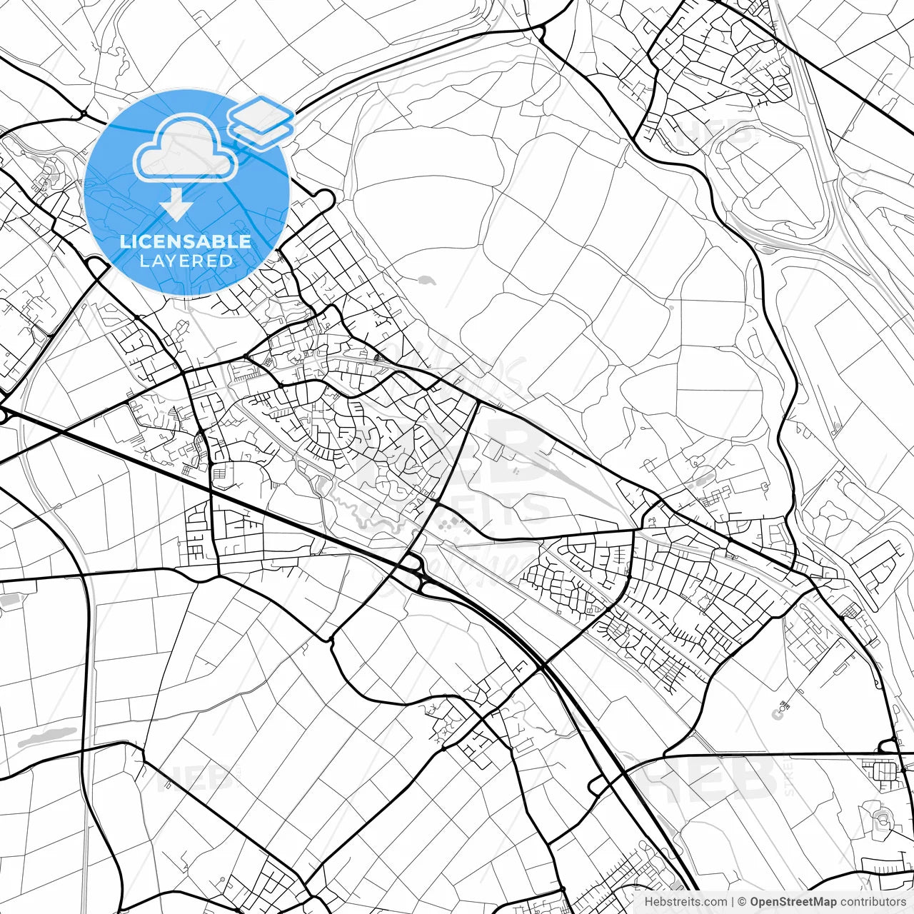 Layered PDF map of Bergheim, North Rhine-Westphalia, Germany