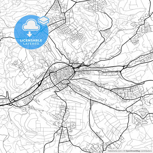 Layered PDF map of Schwabisch Gmund, Baden-Wuerttemberg, Germany