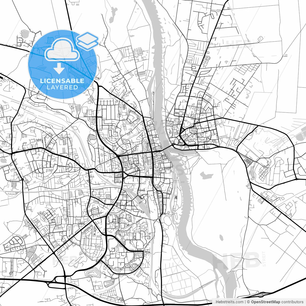 Layered PDF map of Frankfurt (Oder), Brandenburg, Germany