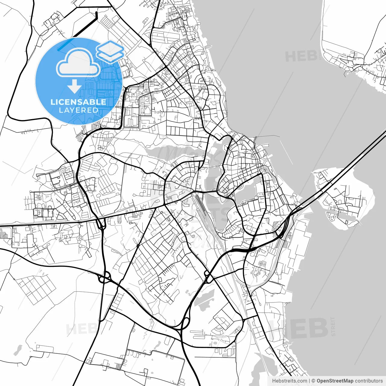 Layered PDF map of Stralsund, Mecklenburg-Western Pomerania, Germany