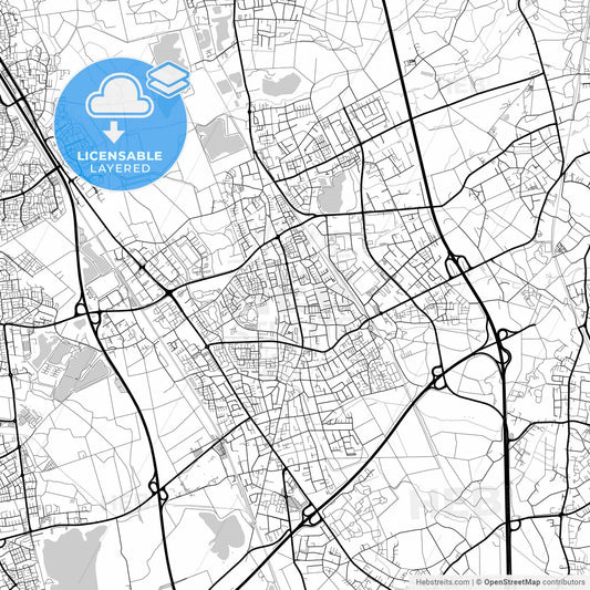 Layered PDF map of Langenfeld (Rheinland), North Rhine-Westphalia, Germany