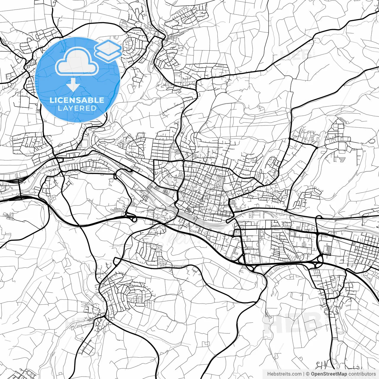 Layered PDF map of Goppingen, Baden-Wuerttemberg, Germany