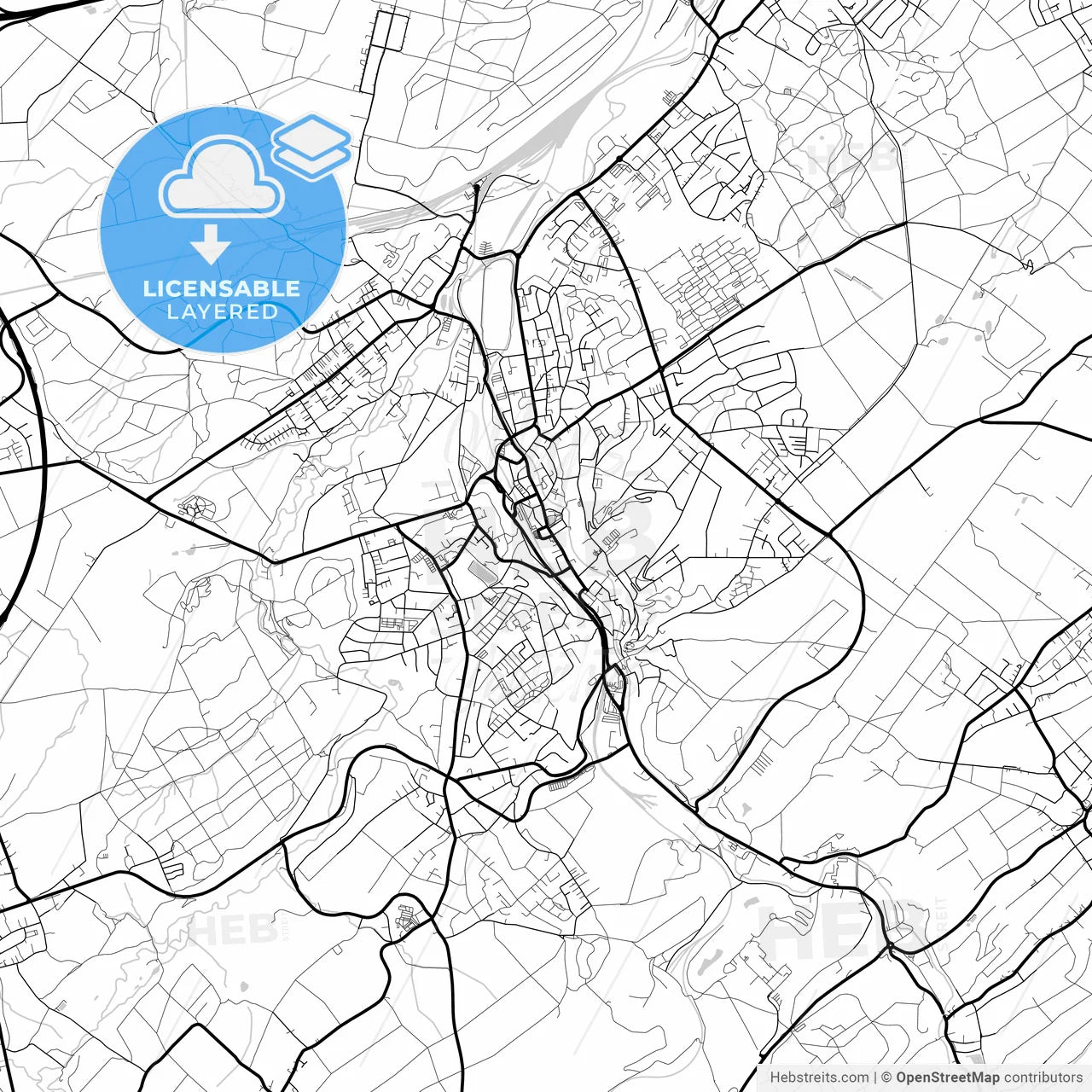 Layered PDF map of Stolberg (Rheinland), North Rhine-Westphalia, Germany
