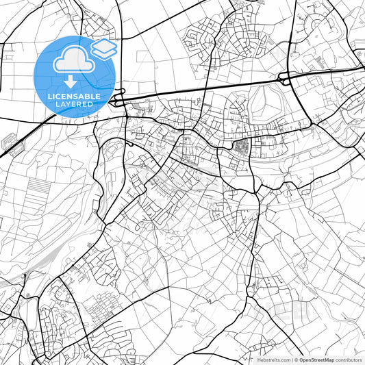 Layered PDF map of Eschweiler, North Rhine-Westphalia, Germany