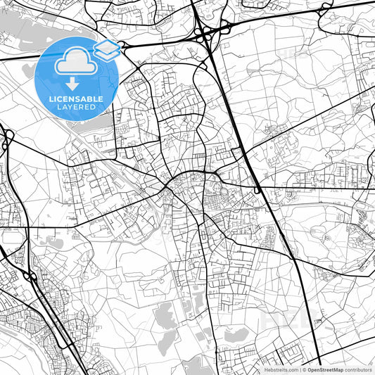 Layered PDF map of Hilden, North Rhine-Westphalia, Germany