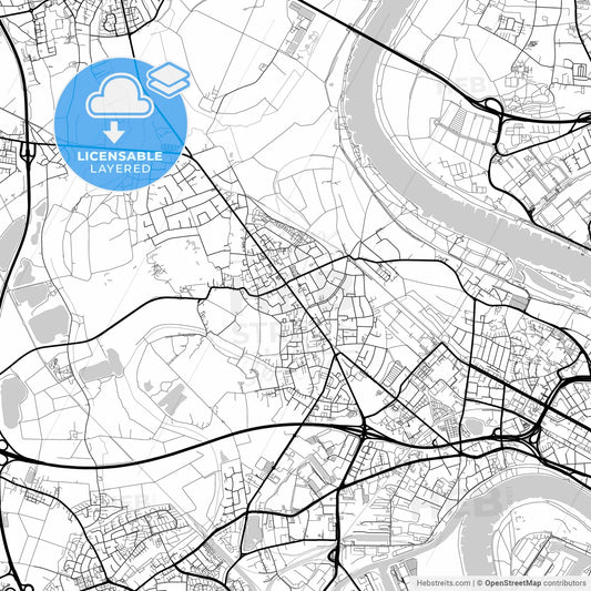 Layered PDF map of Meerbusch, North Rhine-Westphalia, Germany