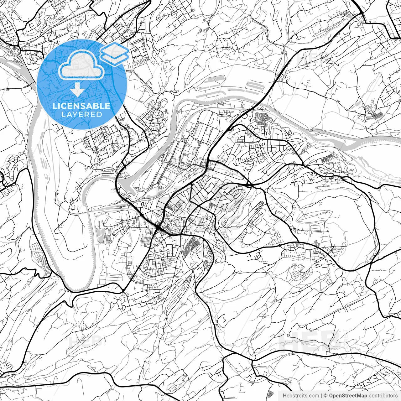 Layered PDF map of Hattingen, North Rhine-Westphalia, Germany