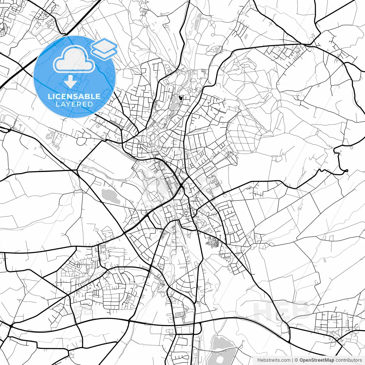 Layered PDF map of Bad Salzuflen, North Rhine-Westphalia, Germany