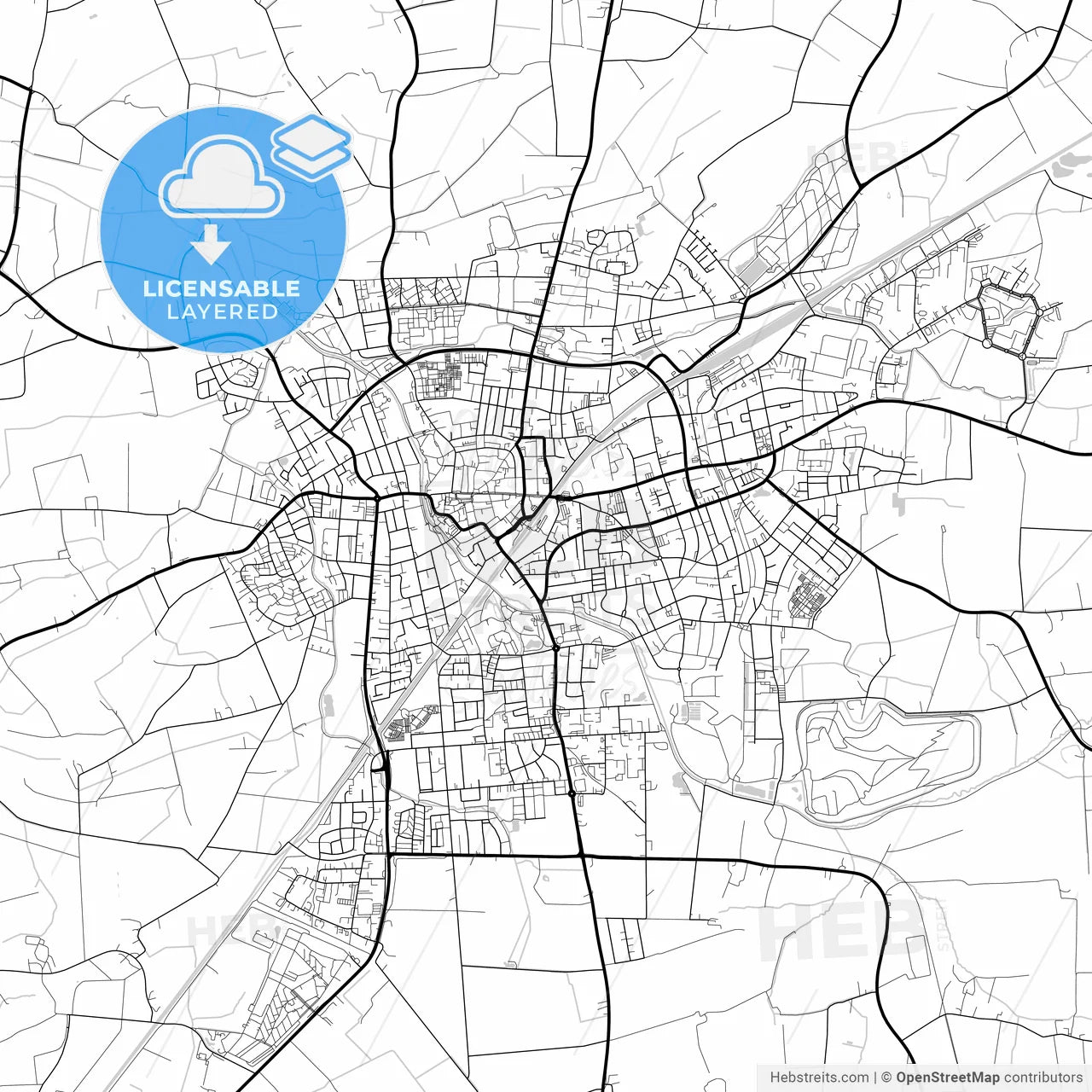 Layered PDF map of Ahlen, North Rhine-Westphalia, Germany