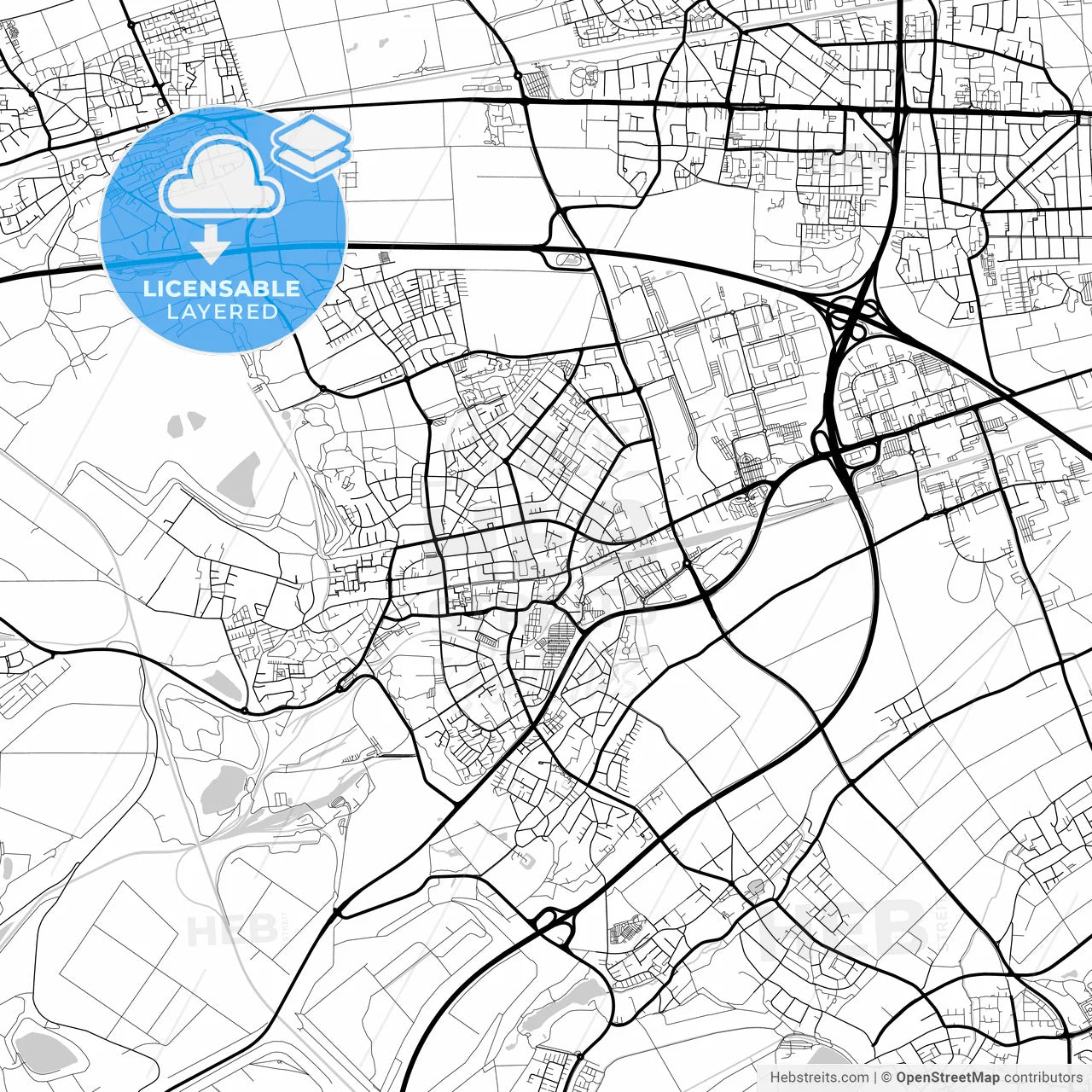 Layered PDF map of Frechen, North Rhine-Westphalia, Germany