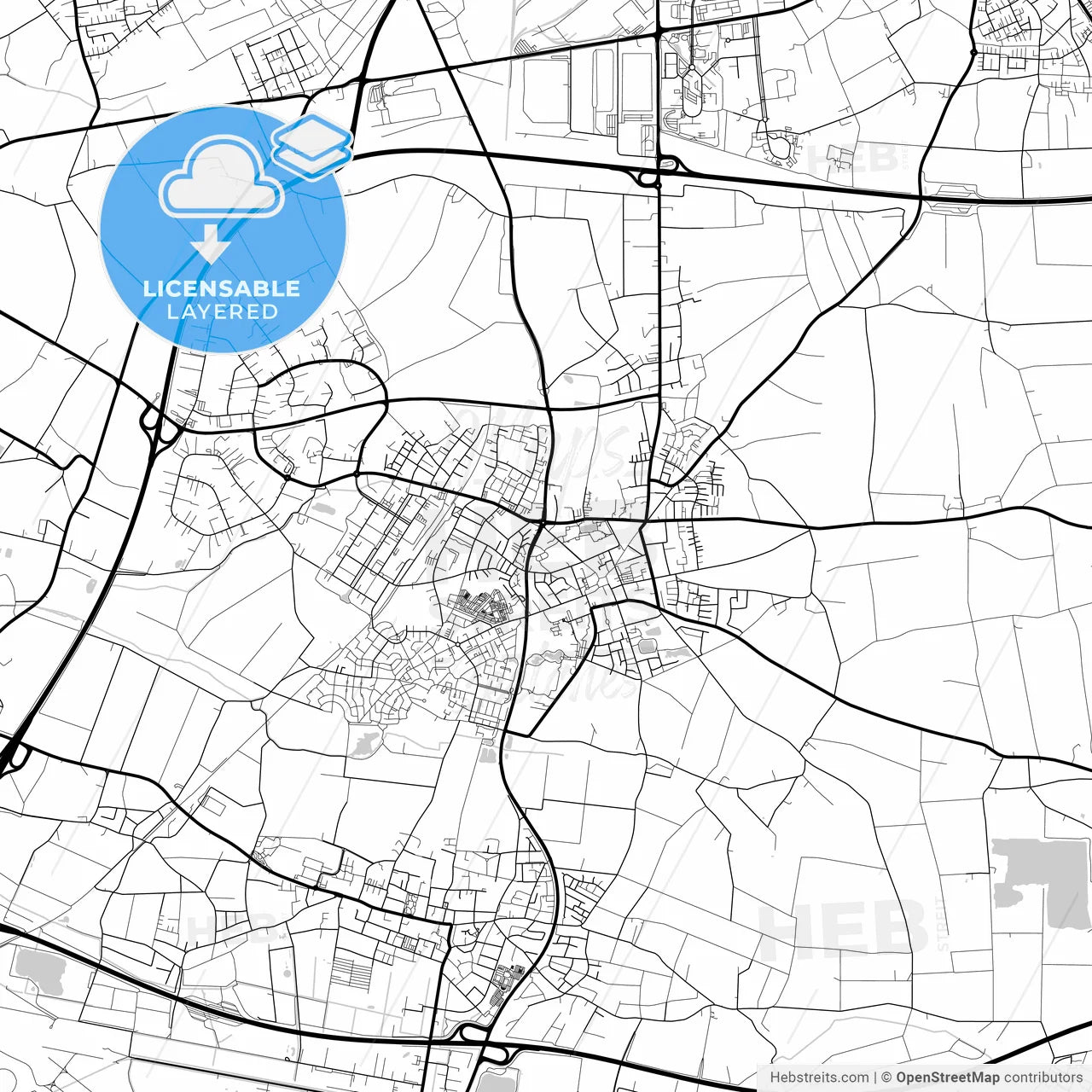 Layered PDF map of Willich, North Rhine-Westphalia, Germany