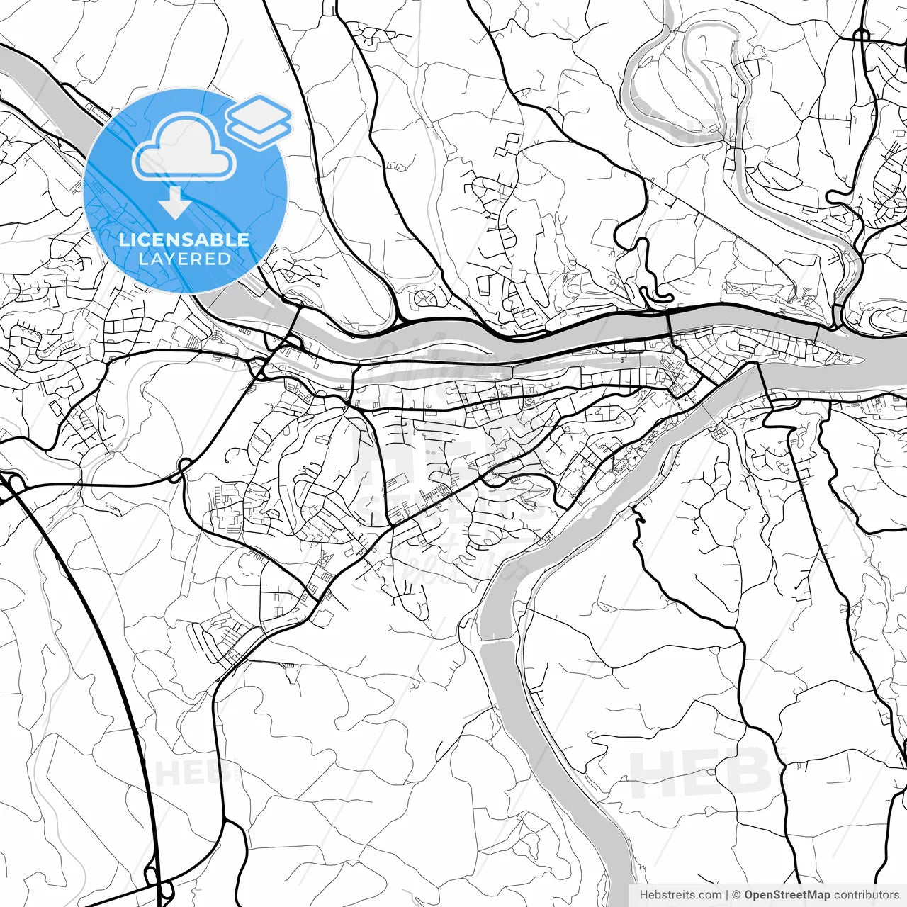 Layered PDF map of Passau, Bavaria, Germany