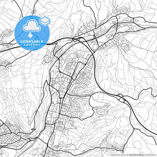 Layered PDF map of Lorrach, Baden-Wuerttemberg, Germany