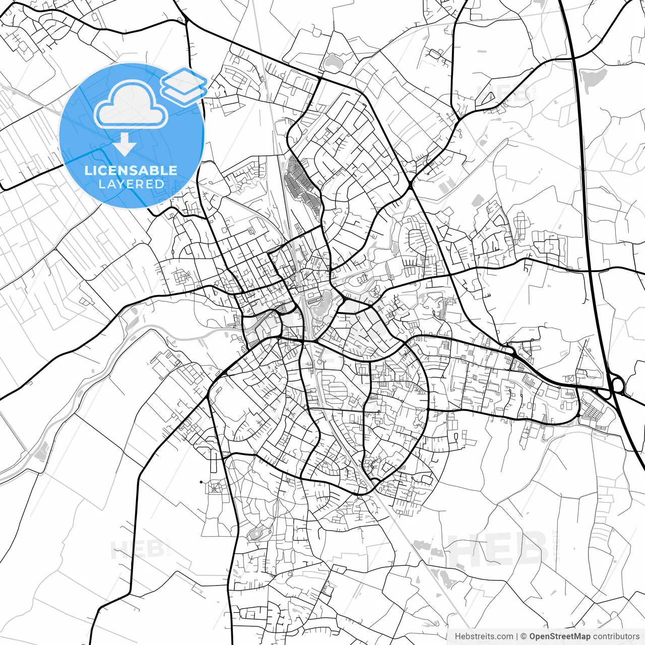 Layered PDF map of Elmshorn, Schleswig-Holstein, Germany