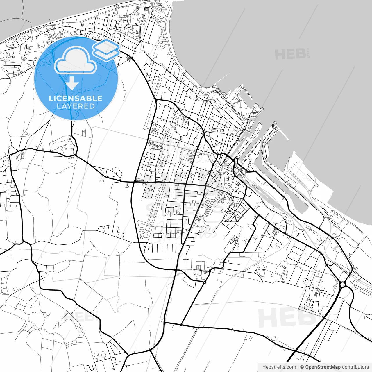 Layered PDF map of Cuxhaven, Lower Saxony, Germany