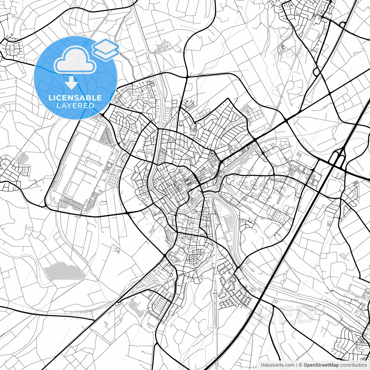 Layered PDF map of Rastatt, Baden-Wuerttemberg, Germany