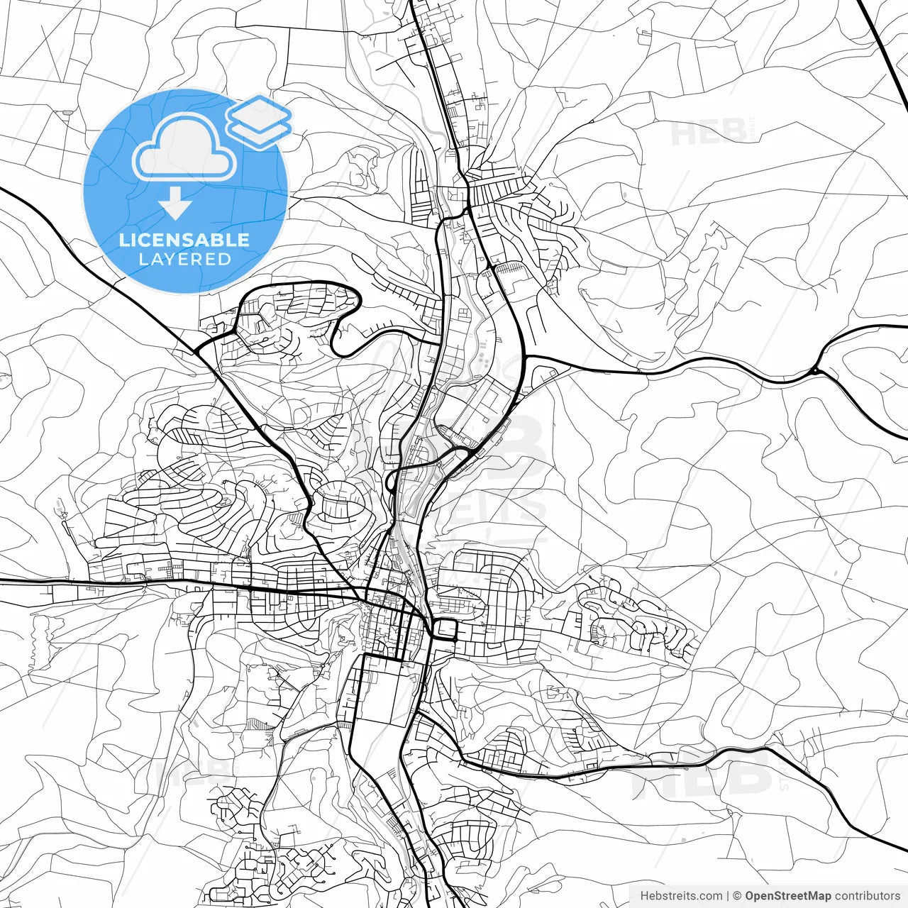 Layered PDF map of Heidenheim an der Brenz, Baden-Wuerttemberg, Germany