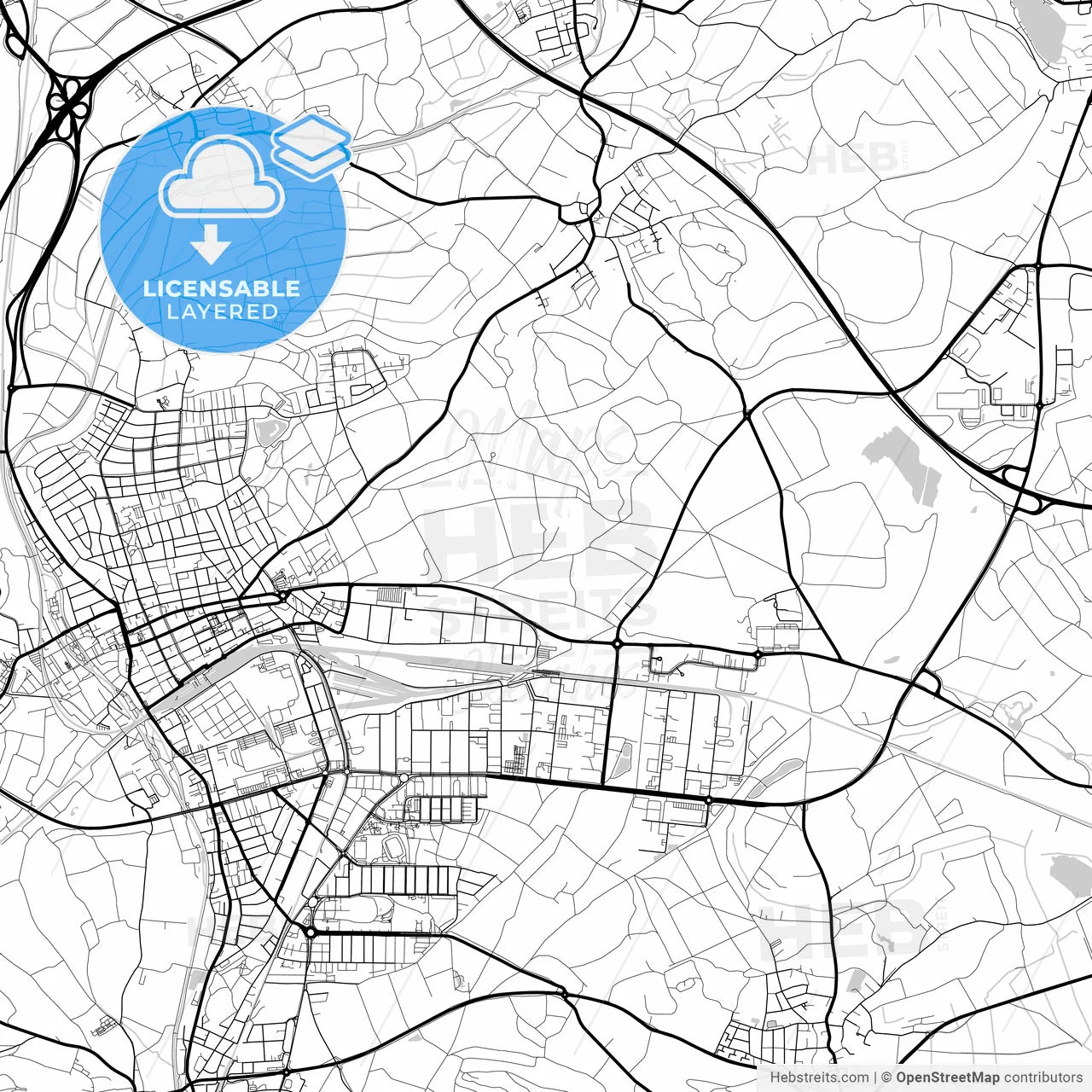 Layered PDF map of Singen (Hohentwiel), Baden-Wuerttemberg, Germany