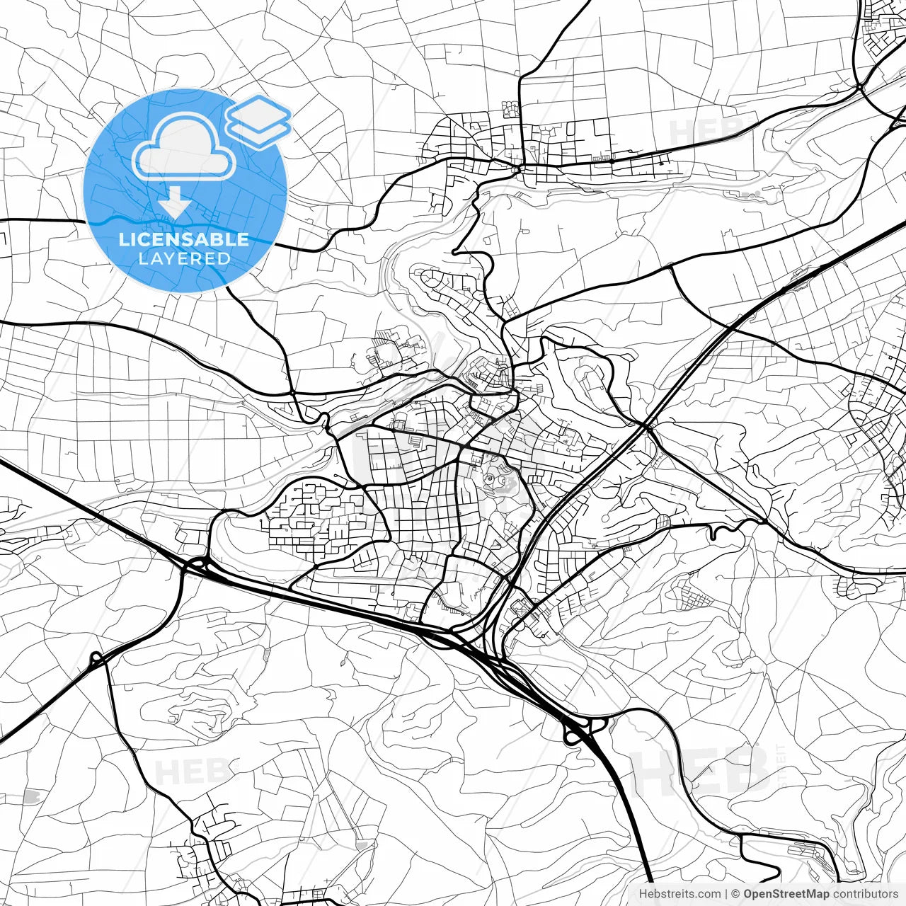 Layered PDF map of Leonberg, Baden-Wuerttemberg, Germany