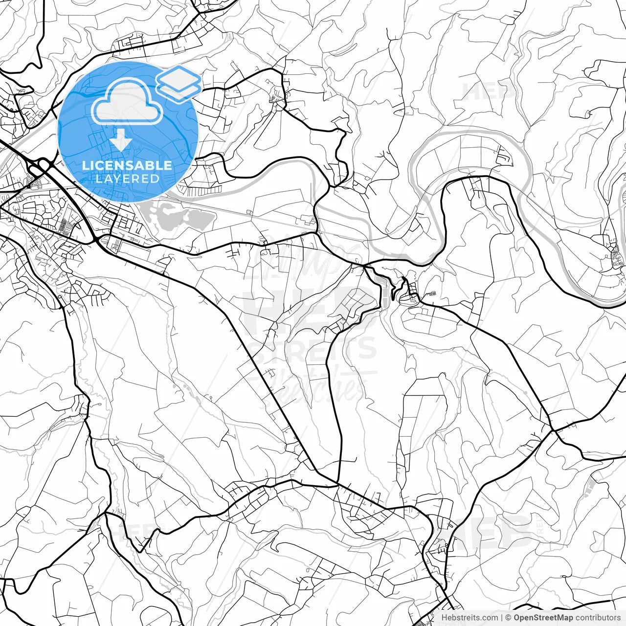 Layered PDF map of Hennef (Sieg), North Rhine-Westphalia, Germany