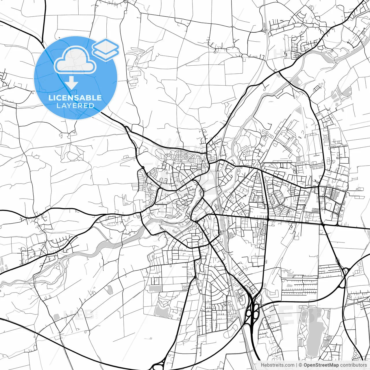 Layered PDF map of Dachau, Bavaria, Germany