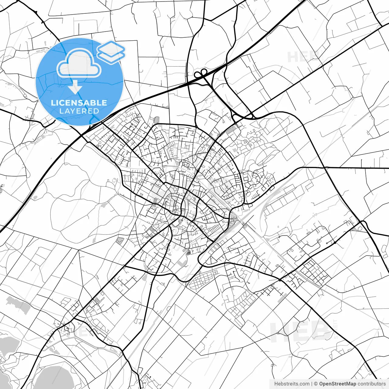 Layered PDF map of Dulmen, North Rhine-Westphalia, Germany