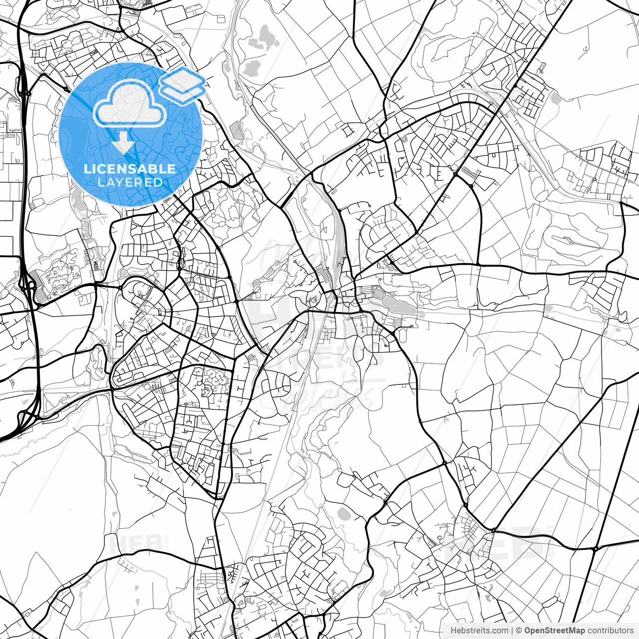 Layered PDF map of Herzogenrath, North Rhine-Westphalia, Germany