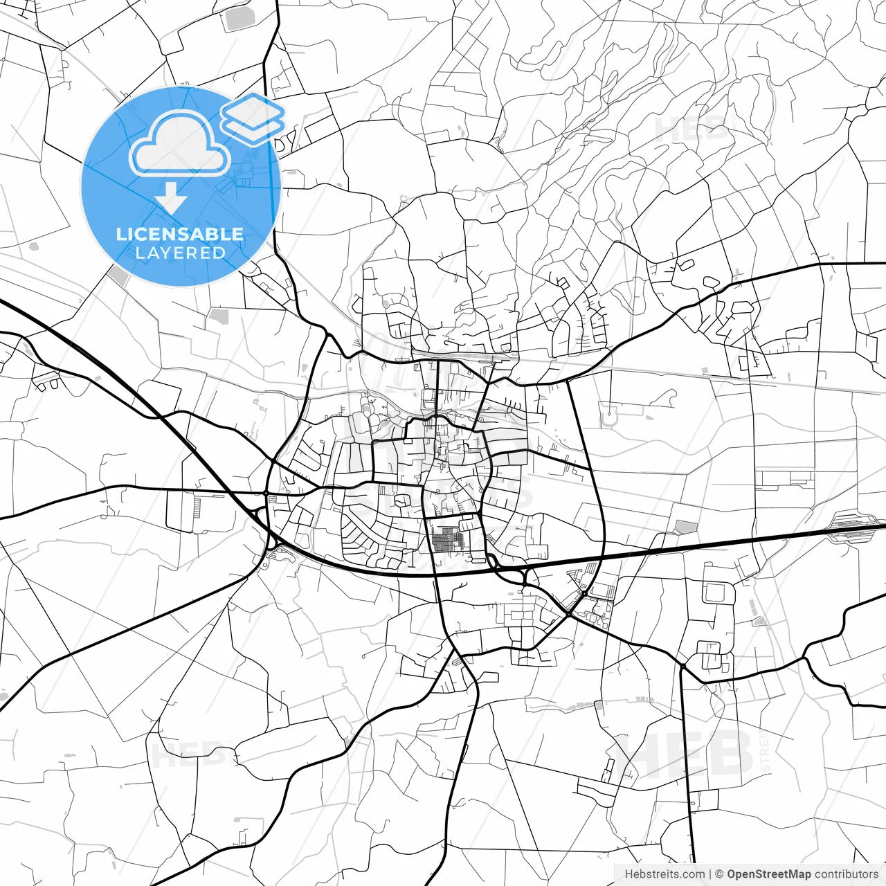 Layered PDF map of Melle, Lower Saxony, Germany