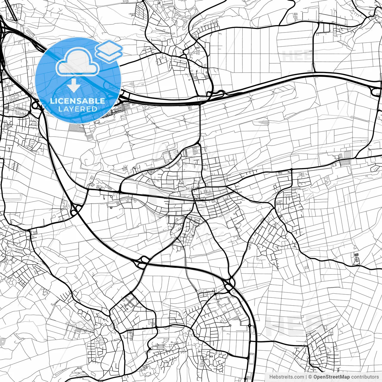 Layered PDF map of Filderstadt, Baden-Wuerttemberg, Germany