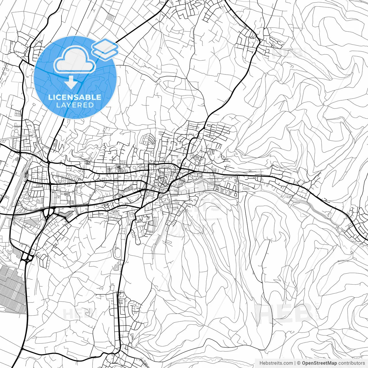 Layered PDF map of Lahr/Schwarzwald, Baden-Wuerttemberg, Germany