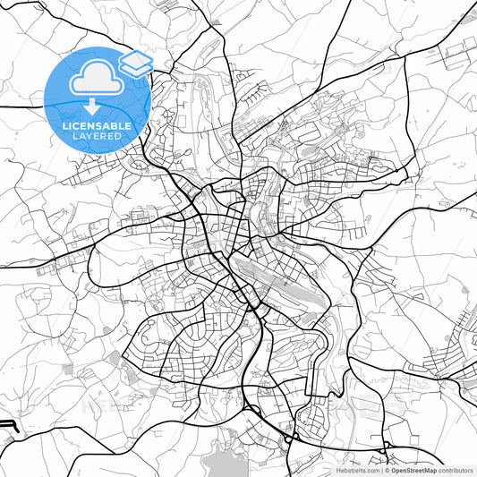 Layered PDF map of Hof, Bavaria, Germany