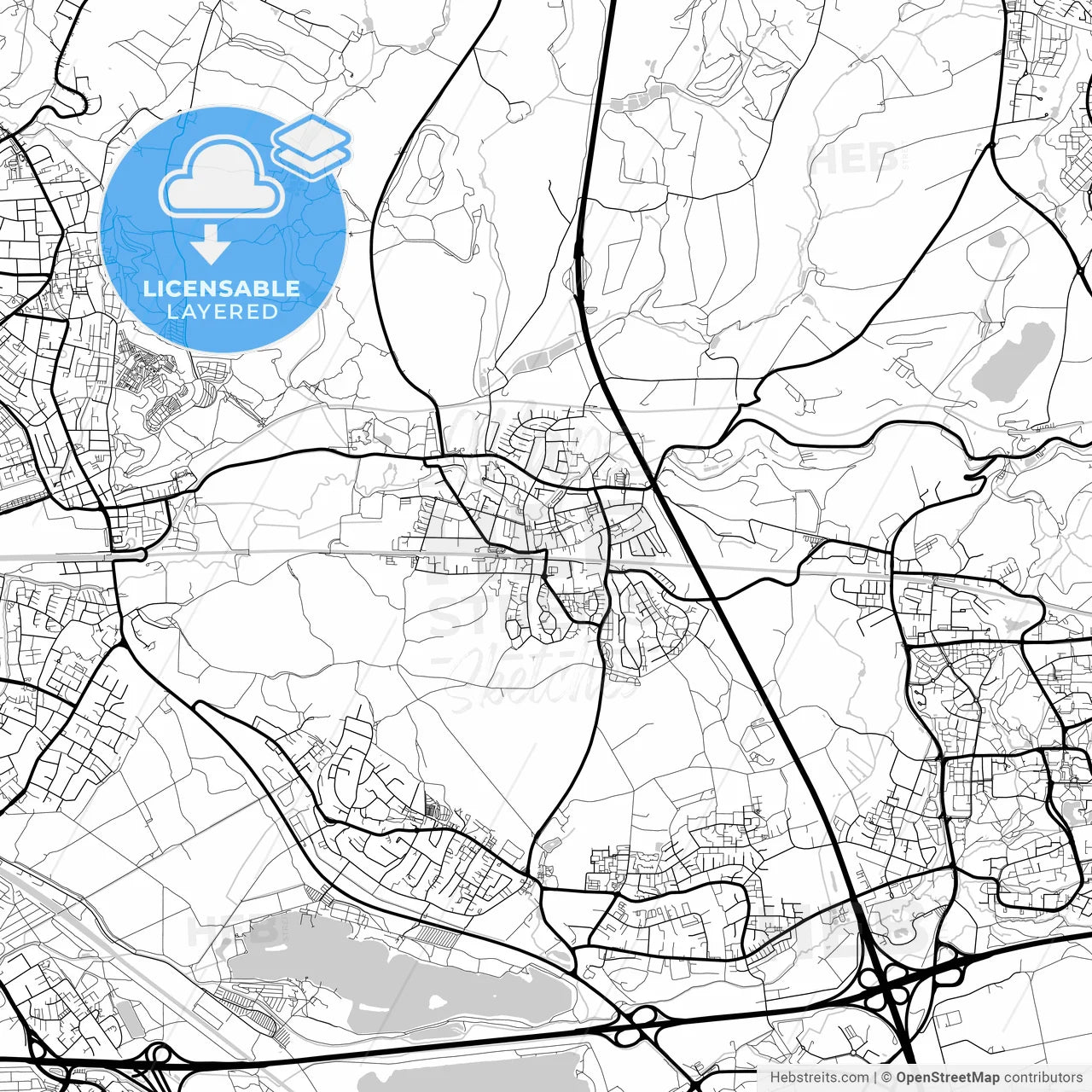 Layered PDF map of Erkrath, North Rhine-Westphalia, Germany